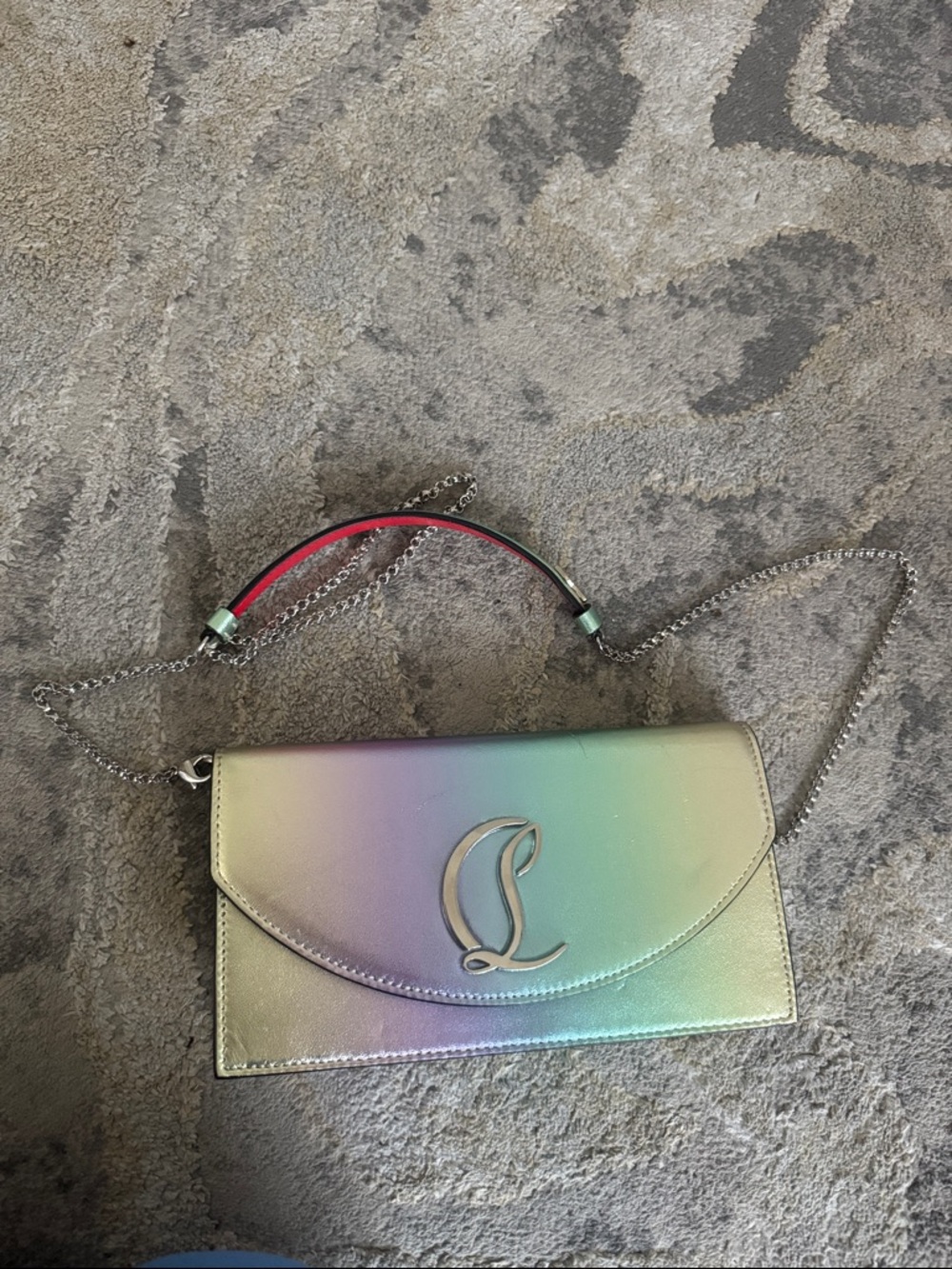 Christian Louboutin Iridescent Envelope Crossbody Bag with Chain Strap